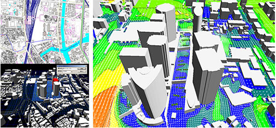 GISデータから街区の3次元モデル化と地上付近の風速比分布（品川駅東口再開発事業）